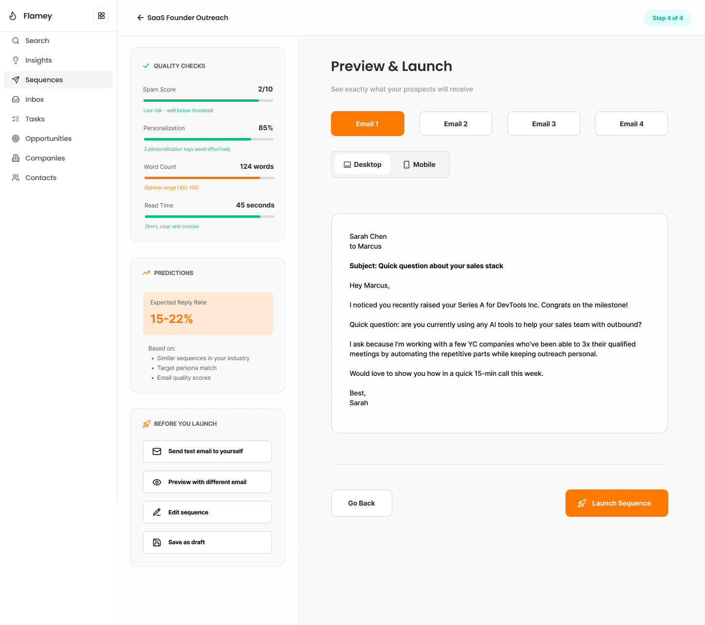 High fidelity preview and launch