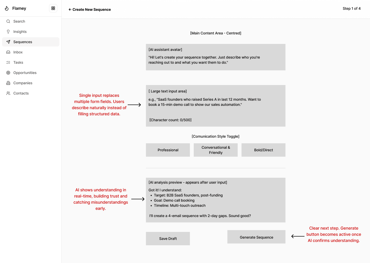 Low fidelity intent capture