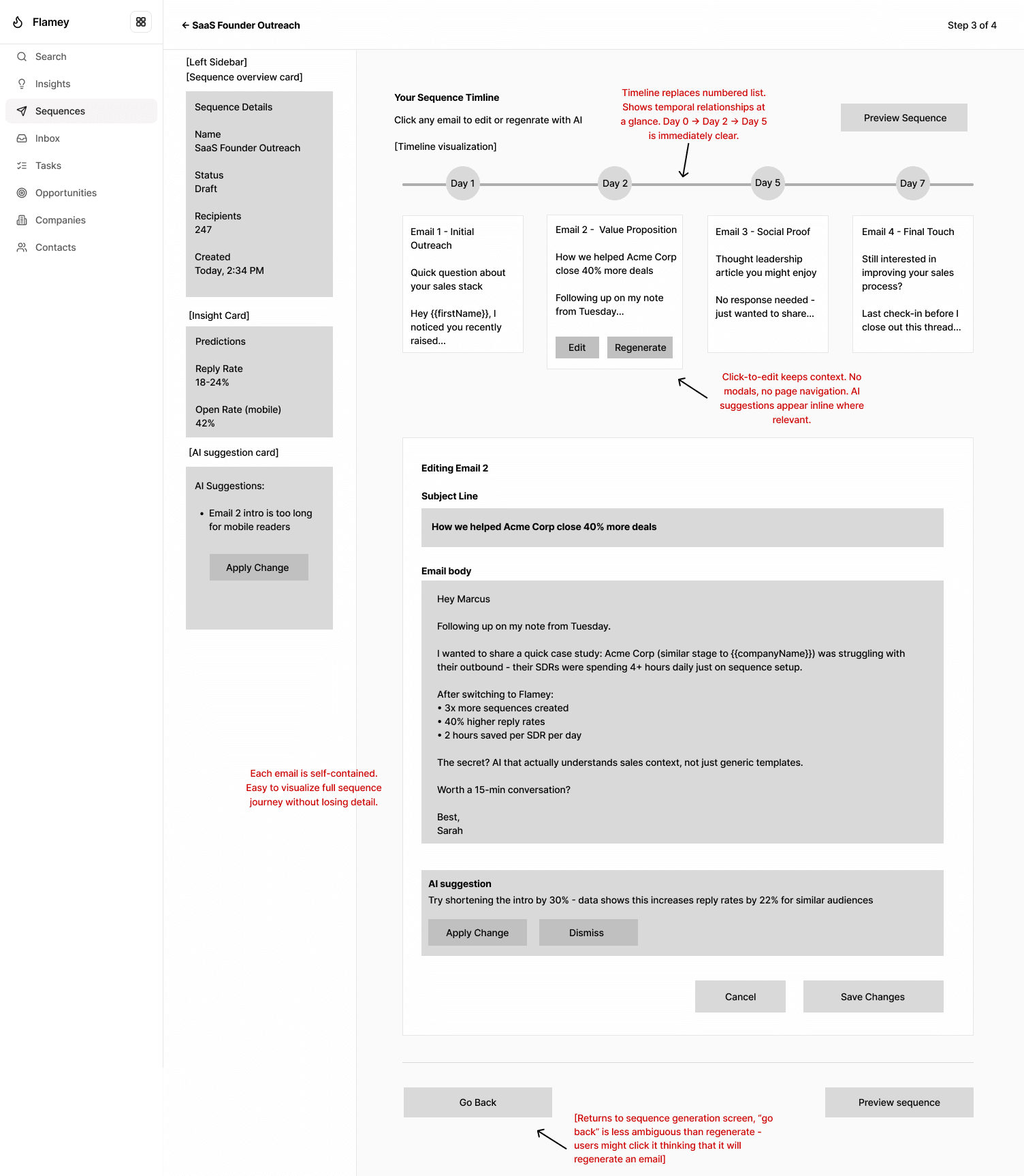 Low fidelity timeline editor