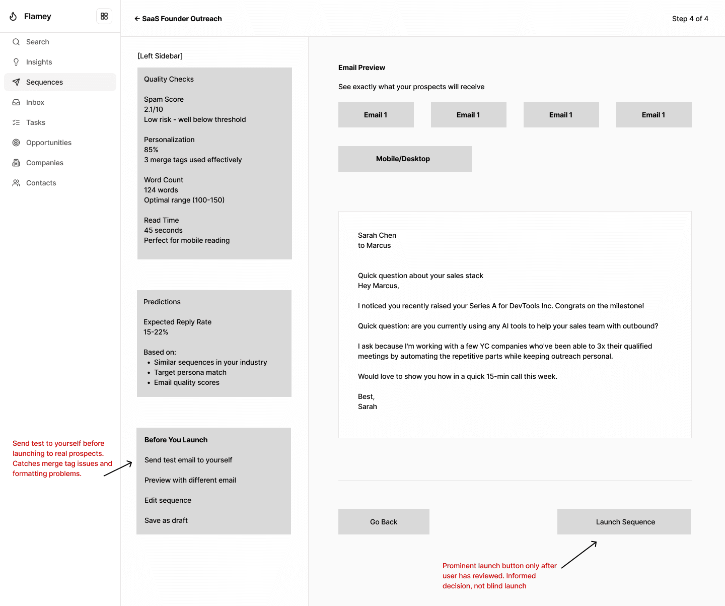 Low fidelity preview and launch
