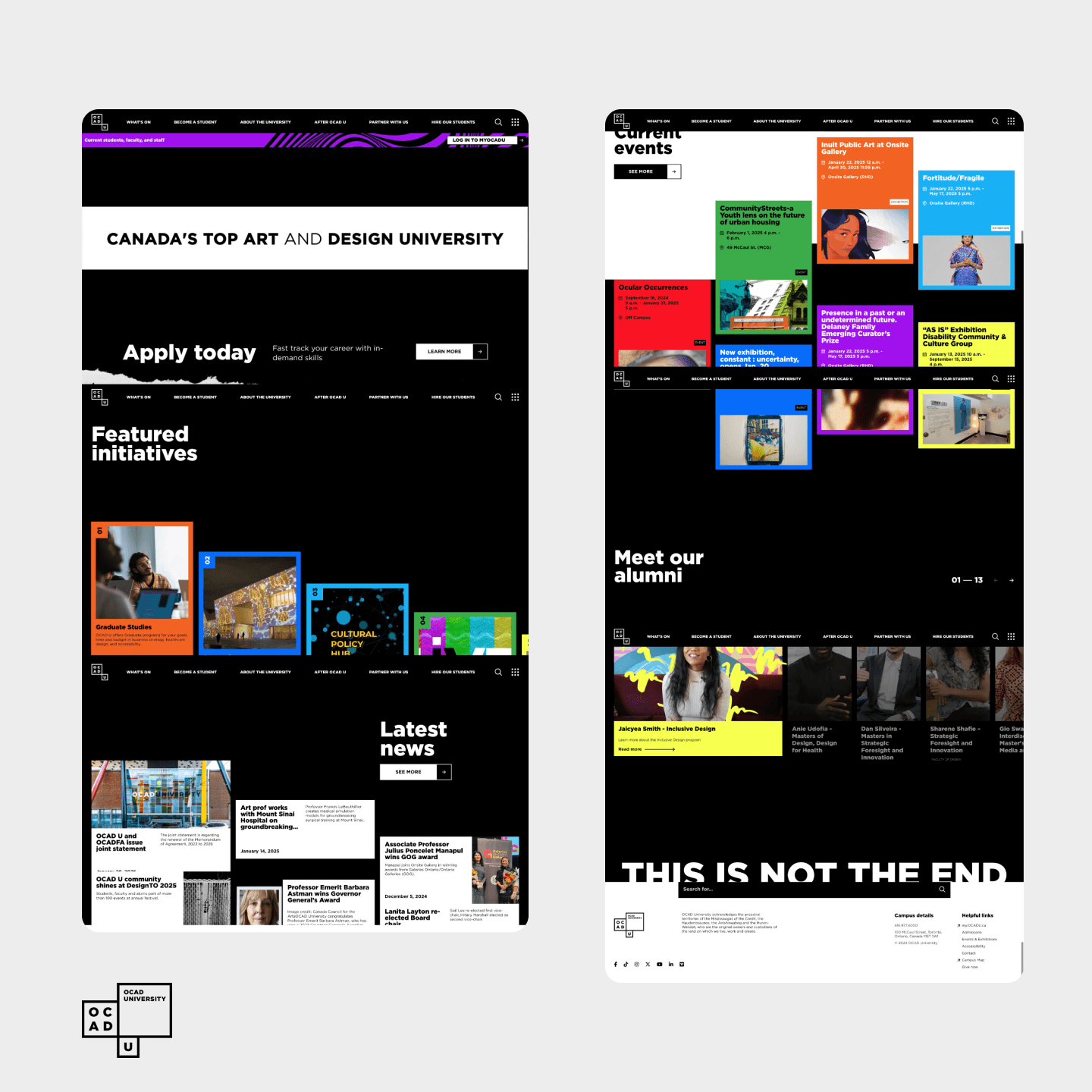 OCADU website redesign pages